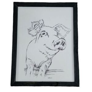 Country Pig‎ Framed Animal Art Print 14"×18" inches
